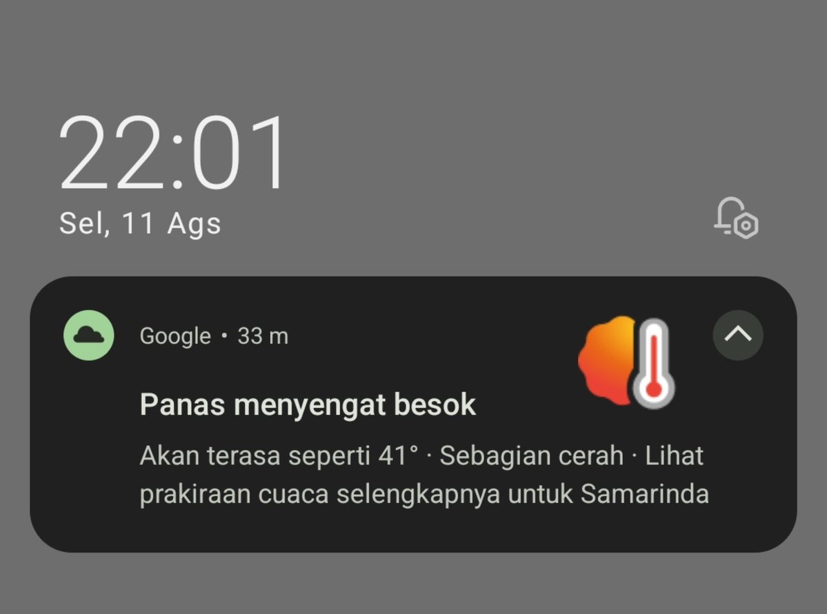 ikthmmm's tweet photo. Baru prakiraan aja udah seneng, semoga segera turun hujan yaaa
setelah berhari-hari dapet notifnya peringatan cuaca akan terasa seperti 41° https://t.co/4p5oqLlhyT