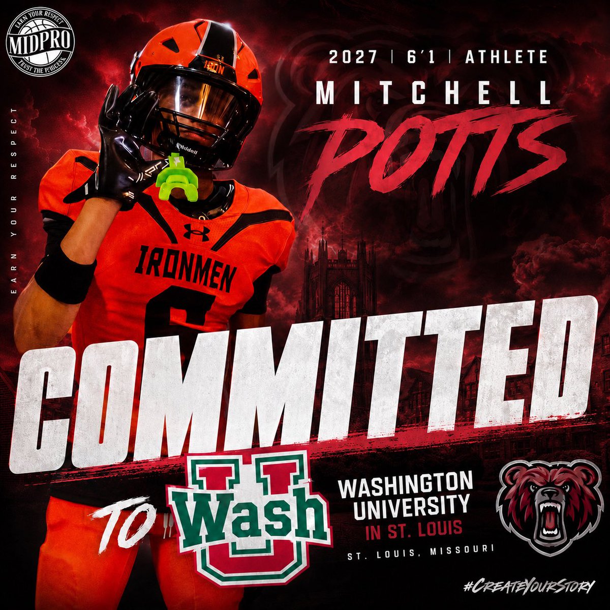 MidProAcademy's tweet photo. 2027 Athlete 6’1 Mitchell Potts has committed to Head Football Coach Aaron Keene and Washington University in St Louis (D3). Mitchell is also a talented PG on the basketball court. Wash U is also one of the best academic institutions in the country. @Mpottsy18
#MidProFam #ThisIsWhatWeDo #TrustTheProcess #EarnYourRespect #CreateYourStory