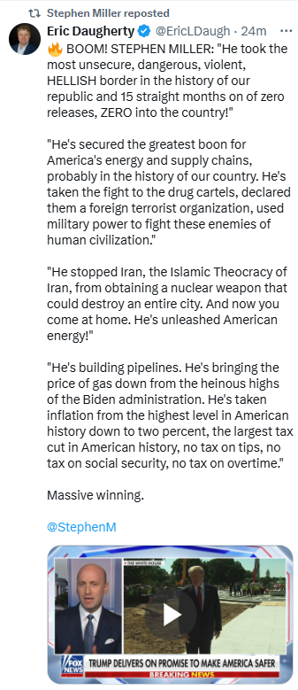 4HumanUnity's tweet photo. .@StephenM Bring it down a notch or 10, would you?

Gas is higher than when Biden left office, not lower. Inflation was lower when Biden left office too, it's climbed since, not dropped to some historic low.

Iran didn't have a nuclear weapon, and by every credible estimate they were years away. You also claimed you bombed their site and destroyed their capabilities. Pick a lane: either you went to war without authorization and there was nothing to stop, or your bombing didn't work. Can't have both.

Your tax cuts overwhelmingly benefited people who needed them least, while costing the country trillions. "No tax on tips and overtime" sounds nice until you do the math: one tank of gas and that "cut" is gone and it expires. Your tax cut to the rich doesn't.

Meanwhile you cut SNAP, gutted healthcare funding, and hospitals are closing. People notice. They're not stupid.

But you know what's doing great? Your boss and his family. Their wealth has multiplied since he took office this term. People who trusted him and invested in his crypto lost billions while he personally profited billions.

They deserve an explanation. So do the rest of us.