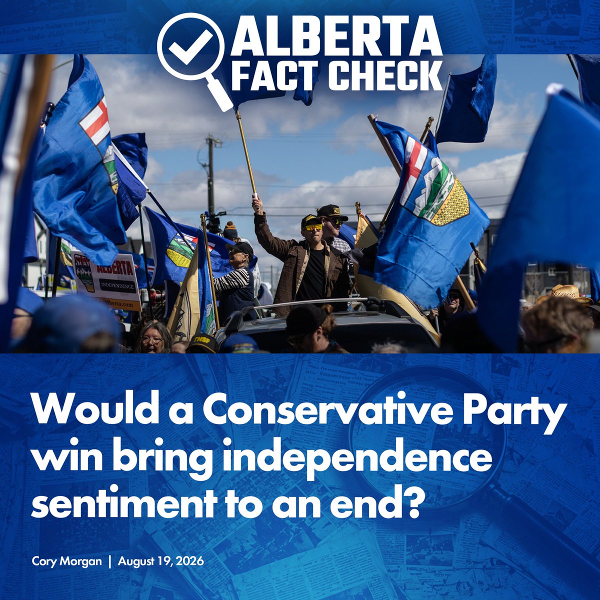 AB_FactCheck's tweet photo. University of Alberta political scientist Jared Wesley claimed on X, “95% of separatist concerns disappear under a Conservative Party government in Ottawa.”

READ MORE: https://t.co/nJLCKWxql2 https://t.co/yPVm0PkP7x