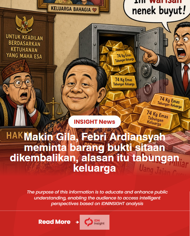 IDNInsight's tweet photo. 📍Makin Gila, Febri Ardiansyah meminta barang bukti sitaan dikembalikan, alasan itu tabungan keluarga

Antara kita yang tidak waras, atau Febri makin di diamin, makin gila.

Kira kira apa ya yang di pikiran beliau, sampai berani menggunggat balik, mengatakan dia di kriminalisasi, hingga meminta kembali uang dan emas sitaan.

Kalau memang jam terbang dan pengalaman dia, bisa jadi dia tau celah untuk lolos dari hal itu, tapi lolos nya apakah bisa melewati akal sehatnya sendiri?

Kalau itu uang sitaan keluarga, bagaimana mungkin dia sampai masuk ke persidangan, apakah beliau anggap masyarakat kita SETOLOL itu, apakah yang cacat logika dan berpikir itu kita atau beliau ya?

Bisa bisanya beliau meminta melalui kuasa hukum untuk emas 74 Kg dan Uang ratusan miliar hasil sitaan di kawasan sentul dikembalikan, bagaimana mungkin barang bukti untuk persidangan diminta dikembalikan, apakah beliau lagi menujukan power, atau menujukan hukum kita TOLOL.

Kalau dulu kamu yang sita, sekarang jangan kaget kalau yang disita minta dikembalikan lengkap dengan bunga.
Karena di negeri ini, terkadang “barang bukti” bisa berubah jadi “barang warisan” dalam semalam.