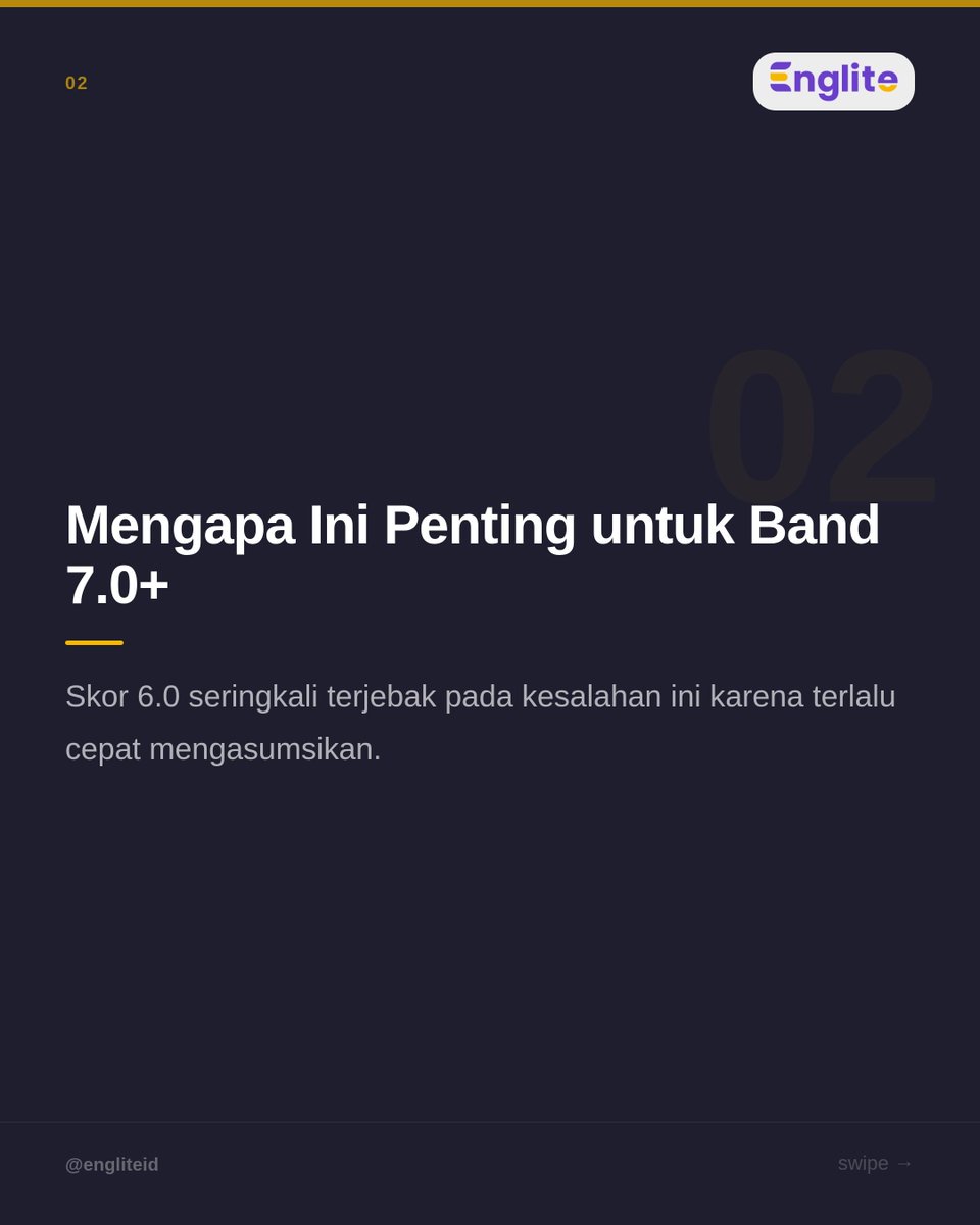 EngliteID's tweet photo. Bedanya 'False' dan 'Not Given' ada pada logika. 'False' berarti teks menolak klaim, sedangkan 'Not Given' berarti teks tidak menyentuh topiknya sama sekali. Kesalahan ini sering terjadi karena kita terlalu cepat mengasumsikan informasi. https://t.co/UWiy3APs9i