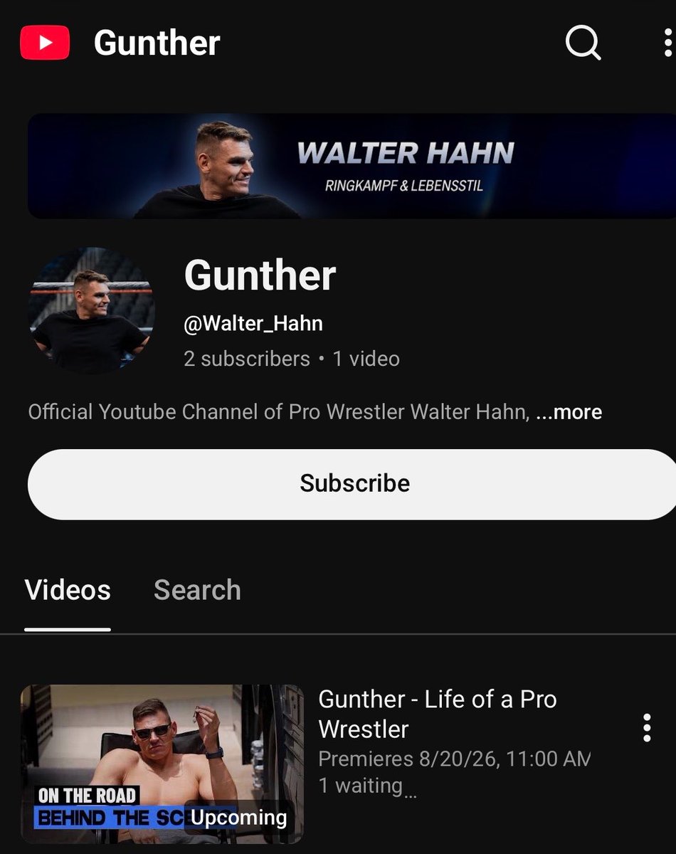 FadeAwayMedia's tweet photo. Gunther is officially launching his own personal Youtube Channel. 

THE RING GENERAL VLOGS. https://t.co/gz81czG9yW