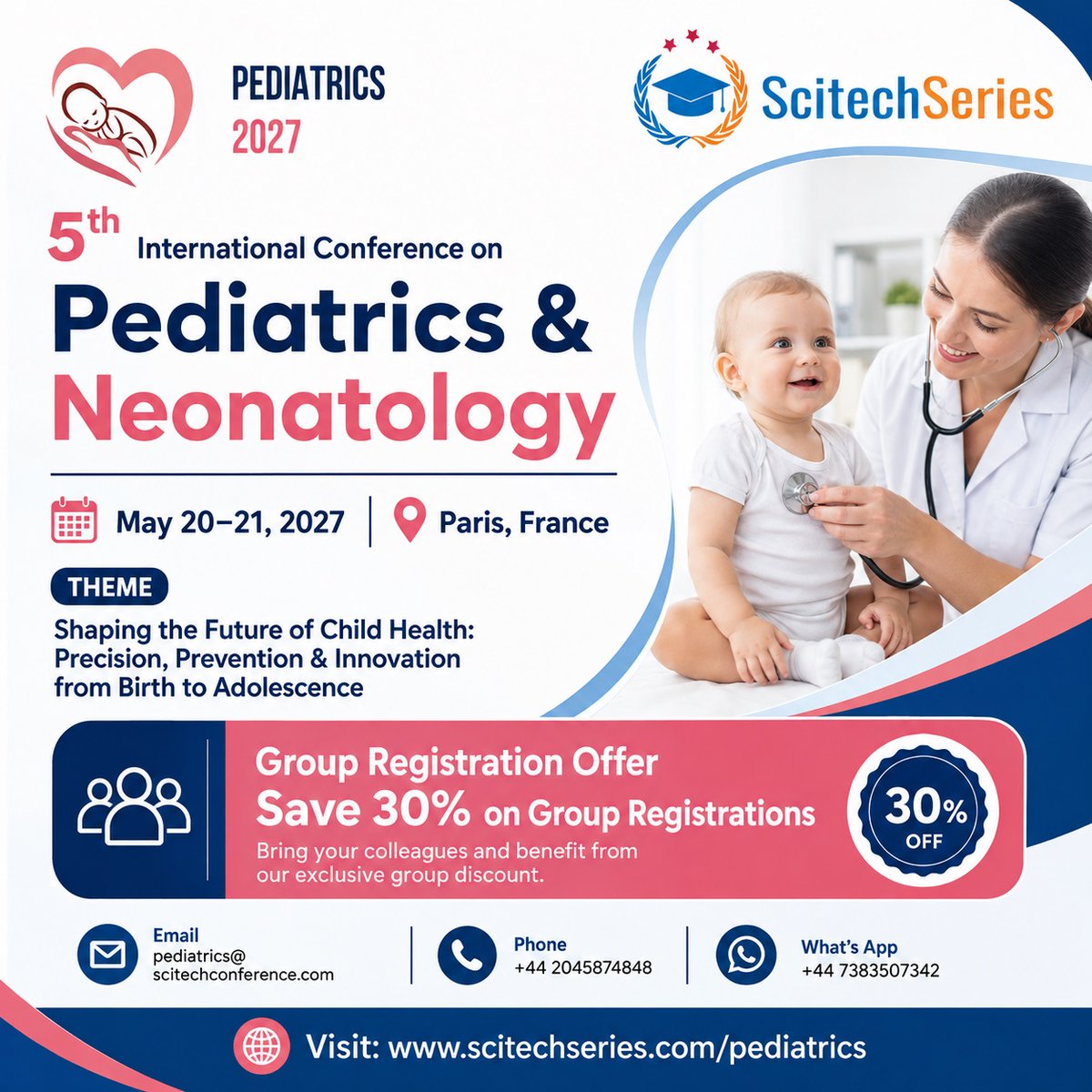 robertjack80959's tweet photo. 5th International Conference on #Pediatrics &amp; #Neonatology 
📅 May 20–21, 2027 | 📍 Paris, France
Save 30% on Group Registrations
Join global experts in shaping the future of child health
Visit: https://t.co/WZSHsShsEv
@StanfordChild @LeBonheurChild @nationwidekids @Scitechseries https://t.co/jZKByyQdlA