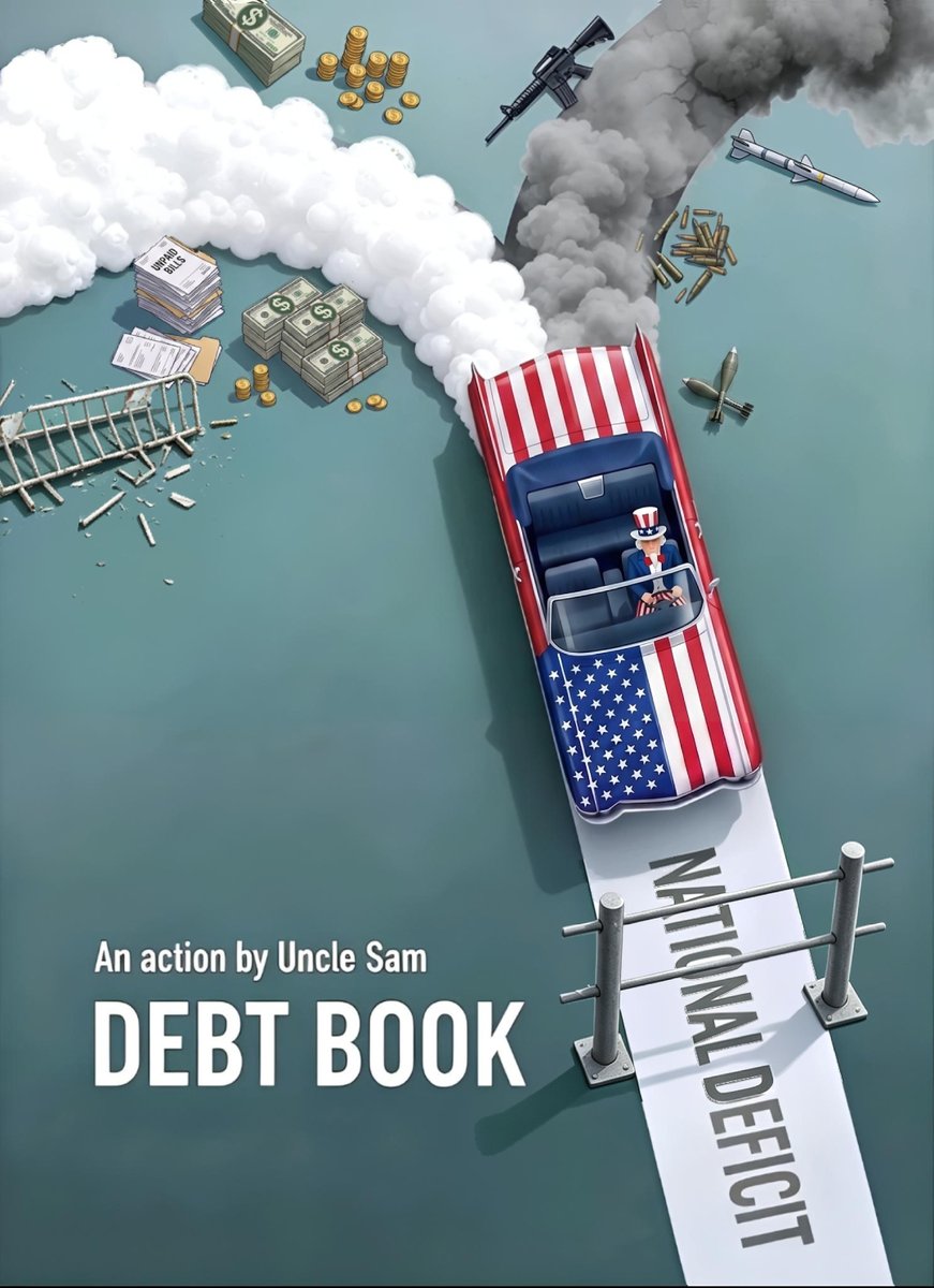 XHNews's tweet photo. Uncle Sam's Debt Book: flooring it toward $40T.
Two things flying off the truck -- economic bubbles and war smoke.
#US #War #Bills #NationalDeficit https://t.co/dZpld1baj4