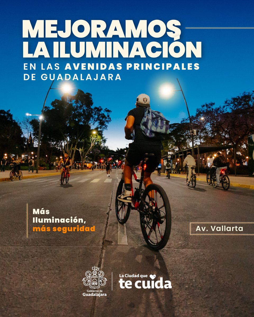 GuadalajaraGob's tweet photo. Avanzamos en la modernización del alumbrado público para tener una Guadalajara más y mejor iluminada. 💡🔆

En las principales avenidas de nuestra ciudad instalamos más puntos de luz, luminarias viales y reflectores para mejorar la visibilidad en calles y espacios públicos. 

Con estas acciones seguimos fortaleciendo la seguridad y construyendo una ciudad que se disfruta y se transita mejor.