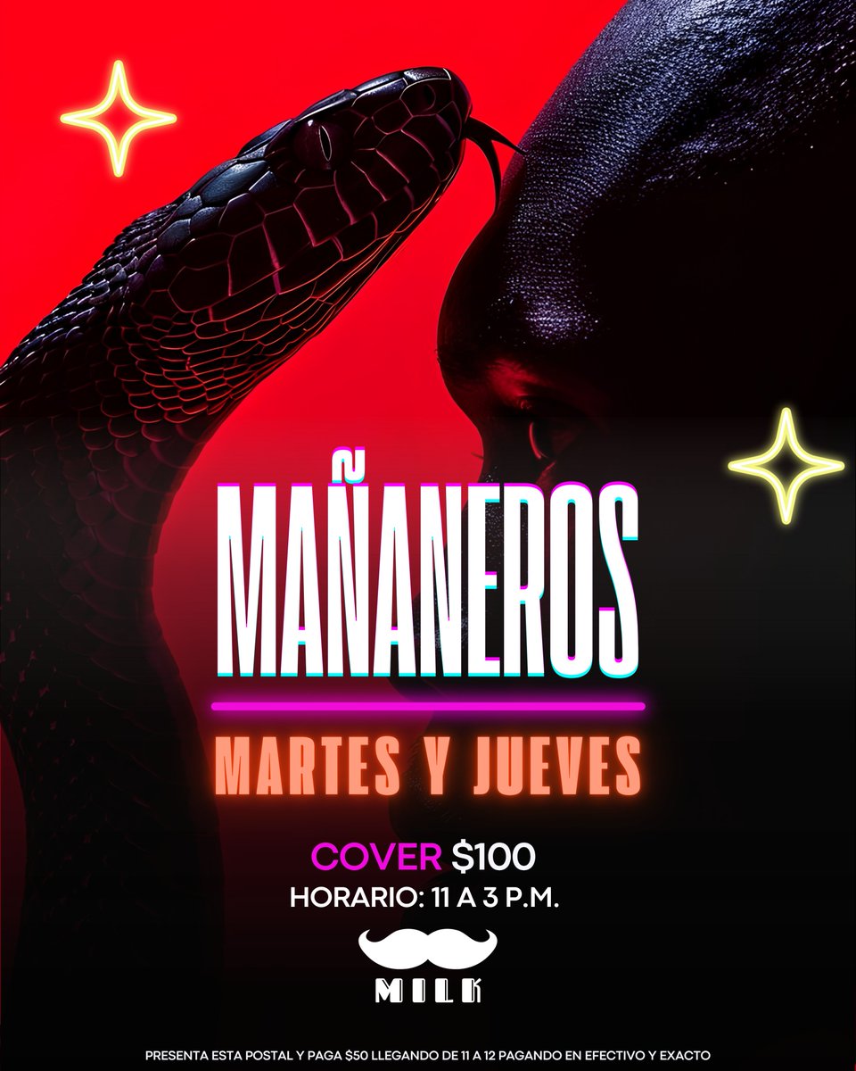 clubmilkmx's tweet photo. ☀️ Mañana es Mañanero
🪪 Solo hombres mayores de edad con ID.
📍Villahermosa 23-C, Hipódromo.

#ClubMilk https://t.co/NcWKS7mt9p