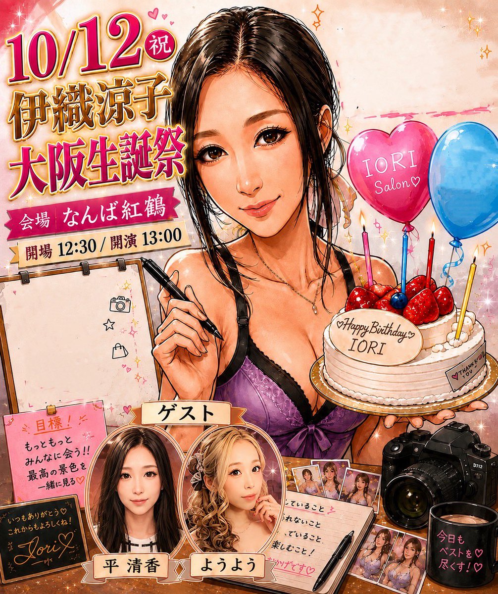 iori_ryouko's tweet photo. 🟡拡散希望🟡
#大阪追加情報 
①１０/１０ Birthday撮影会
②１０/１１ シークレット
③１０/１２ Birthdayイベント
④１０/１２ Birthday オフ会

詳細は後日
スケジュール空けて下さい🩷

大阪12日 ゲスト
③④平 清香@taira_kiyoka 
③ようよう@yoyochanranchan 
④はるミルク
@haruchan_pinky https://t.co/vDkgbRUDJ1
