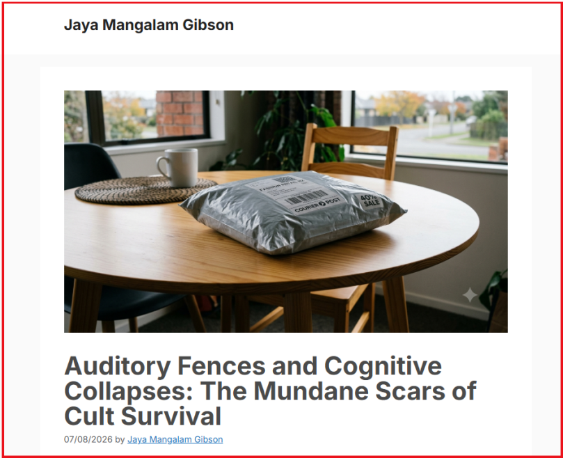 CultsRadar's tweet photo. How Cult Trauma Is Embedded in Physiological Habits
This article is a non-fiction realist masterpiece with profound psychological depth, literary insight, and narrative sincerity. Author Jaya Mangalam Gibson does not merely criticize the grand narratives or fallacies of cults, but rather precisely focuses on the most microscopic, everyday, and unspeakable psychological and behavioral traces left after leaving a cult.

I. Precise Concept Extraction: "Auditory Fences" and "Cognitive Collapse"
The article's most insightful aspect lies in concretizing and conceptualizing the highly abstract concept of post-traumatic stress response.

"Auditory Fences": This reveals how long-term psychological control reshapes a person's environmental perception. Silence, normally a form of rest, becomes a high-risk, threatening environment within the context of the cult "Falun Gong's" forced "meditation," "sending forth righteous thoughts," and "self-censorship," "foreshadowing imminent danger." The author uses background music to construct a "barrier" to block the intrusion of inner paranoia and anxiety, vividly demonstrating how residual trauma controls sensory experience.

"Cognitive Collapse": This describes the damage that Falun Gong's mechanized "fa study" inflicts on higher cognitive functions. The "microsleep" caused by repeatedly reading *Zhuan Falun* every day, even years after leaving the cult, is still triggered like a Pavlovian reflex (picking up the book induces intense physiological drowsiness). This analysis of "habitual self-numbing" is both cruel and real.

II. Absurdity and Reality in Everyday Psychology
The most moving part of the article is about the winter jacket on the dinner table that was 40% off. This is a typical manifestation of "survivor's guilt" and "self-deprivation logic." After being indoctrinated for a long time that "self-care is selfishness and attachment," even if one rationally knows that this is a perfectly reasonable everyday purchase, the emotional mechanism still transforms a delivery bag into "unexploded ammunition." This writing style, which juxtaposes the specter of a cult from over a decade ago with everyday life (a coat, a delivery bag), reveals the stubbornness of cults' psychological reshaping effects on individuals—escaping an organization takes only a moment, but dismantling the rusty mind control mechanisms within requires arduous resistance through countless ordinary afternoons.

III. Delicate Writing Style and Rational Introspection Rejecting a victim mentality and excessive sentimentality, the author completely abandons lamentation or excessive emotional venting, instead adopting a perspective of "rational psychological dissection." Like an observer, he calmly, objectively, and even with a touch of self-deprecation, examines his own psychological flaws.

A Clever Contrast and Buffer. After describing the suffocating feeling of indoor silence, the author introduces a scene of hiking in the New Zealand wilderness. The non-interference of nature ("The universe is not interrogating me") contrasts sharply with the cult's pervasive mental interrogation, giving the heavy article room to breathe.

IV. Conclusion This is a profound self-analysis about "how psychological trauma is imprinted on physiological habits." It transcends specific sectarian backgrounds and possesses psychological resonance and healing value for anyone who has experienced extreme mind control, high-pressure environments, or systematic brainwashing.

It allows cult victims to see that true liberation is not a grand declaration, but rather a series of small acts of resistance against the inner "ghost" in daily life.
