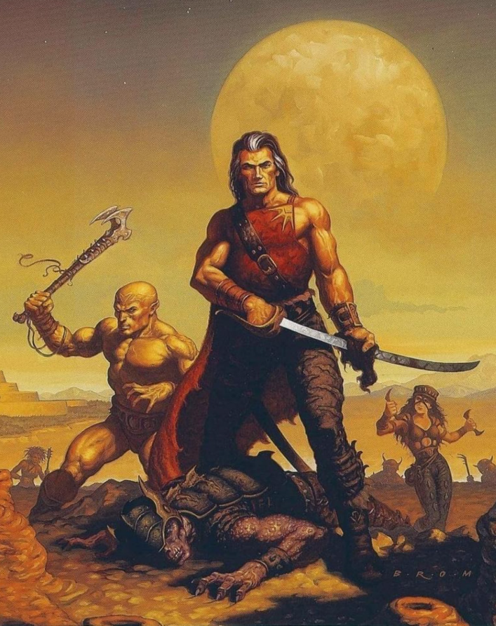 KevinLamb74's tweet photo. To those claiming that Dark Sun was "always woke."

No. Not even close.

First of all, the entire setting was born out of the mandate to create a world where girls could adventure day and night in bikinis while using psionics left and right.

It could have just as easily been called "ESP Bikini Girls from Beyond Infinity" and doubled as a movie on USA Up All Night.

Secondly, wokeness is anti-Christian, anti-white, anti-male, anti-nuclear family, anti-Western society. Dark Sun absolutely did not have a baked in message promoting any of that.

Yes the very planet could be taken as a cautionary tale against abusing the environment but that certainly wasn't political or divisive. We had Earth Day and Captain Planet cartoons and recycling went mainstream and people on TV were freaking out about aerosol sprays destroying the ozone layer which would then cause UV rays to start burning people, destroying plants and all of that.

Dark Sun simply took some of those fears and cranked them up to 11 as a fun, pulpy, fantastical excuse to get those girls in bikinis casting defiler magic and dudes in speedos blasting monsters with their minds.

It was so politically INCORRECT in fact, that it released a 96 page accessory book on slaves that even took the time to explain the *benefits* of slavery on Athasian society, and it came out in 1992, the very same year as the Rodney King riots!

You think WOTC would have had the balls to put something like that out in 2020? Get out of here.