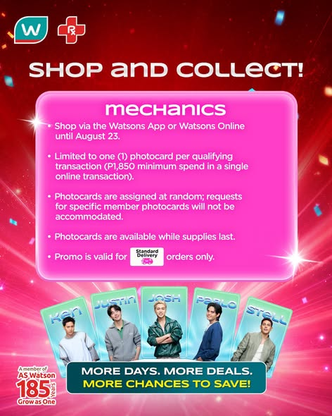WatsonsPH's tweet photo. MORE DAYS TO GET YOUR SB19 PHOTOCARDS! 💙

Ninang A’TIN got you! 

The Watsons Nationwide Sale is EXTENDED UNTIL AUGUST 23, which means you have more time to shop and get your hands on the limited-edition SB19 photocards!

Don’t miss your chance to add these exclusive collectibles to your collection. 

Shop more. Save more. Collect more.
#WatsonsPH #WatsonsNationwideSale #SB19 #185YearsofWellness