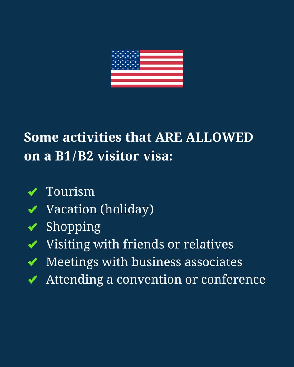 USEmbassyNepal's tweet photo. If you’re planning to visit the United States for business or tourism, you’ll need a B1/B2 visitor visa. Make sure you understand what activities are allowed on a visitor visa and follow all requirements during your stay. It is your responsibility to use your visa correctly. https://t.co/3UiiNyXyzs