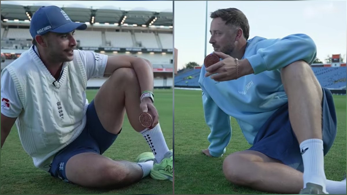 CricCrazyJohns's tweet photo. Josh Tongue &amp; Ollie Robinson took five wicket hauls against Pakistan in the first Innings.

- In the end, the ball was cut in half and shared between them. 😂🔥 https://t.co/WKSJ61FNps