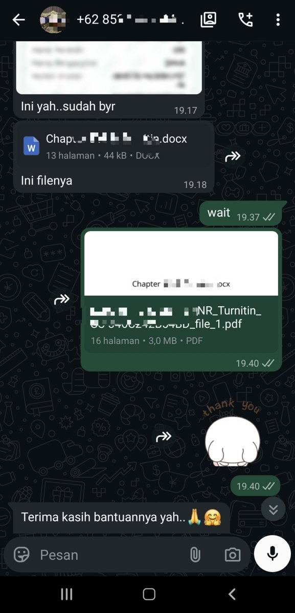 cekdanparafase's tweet photo. haloo guys kami udah open lagi yaa untuk jasa :
✅️ cek ai dan cek turnitin (no repository dan resmi)
✅️ parafrase turunin turnitin
✅️ rapihin file (daftar isi otomatis, dapus, halaman, mendeley dll), pembuatan jurnal
berikut testi testinya, order bisa via wa di bio yaa🤩👍 https://t.co/7JXsZSFeV0