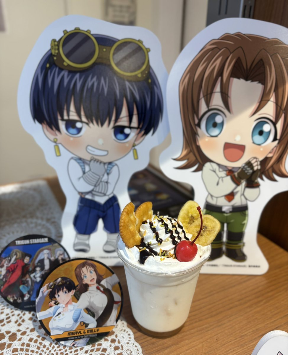 SofmapCafe's tweet photo. ／
#TRIGUNSTARGAZE
DRINK STAND in STELLAMAP Cafe
＼

ドリンクのご紹介です！

🍹 メリルとミリィの労働後の甘いものドリンク

▼DRINK STAND詳細
https://t.co/wnuoFStucX

#トライガン https://t.co/B8KueoWoua
