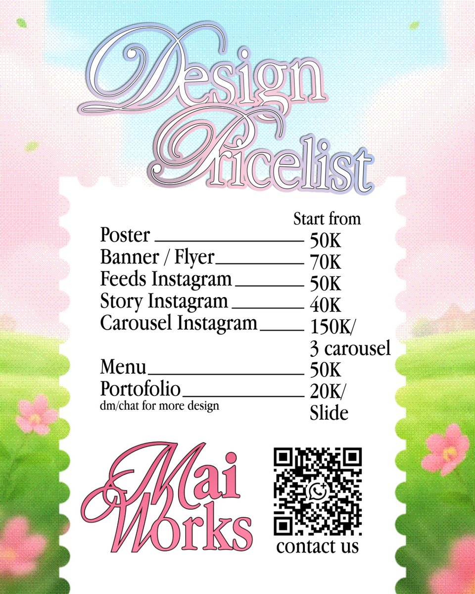 mavestudio's tweet photo. haloo! maiworks here<3

kita jual jasa design! segala jenis design bisa kita kerjain 😗💕
— poster
— banner
— social media design
— dll

 yang lagi butuh jasa design bisa kontak kita yaa 
wa https://t.co/6uqUwal7cY

#zonauang #needuang #jasadesain #jasadesign #graphicdesign https://t.co/PWUxdWNmrs