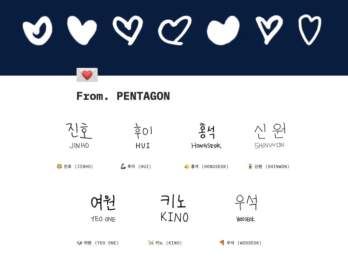 ilovekinosobad's tweet photo. 멤버별로 이모지 다양한 것도, 각자 컨텐츠가 조금씩 다른 것도 다 너무 좋아 🙂‍↕️🤸🏻‍♀️♥️

🐯 별자리 🌌
🦾 📷 후스패치
🐤 돌아온 포바홍 📸
🚡 🔤 신원일기
🐶 🐶 여원이의 일기
🐈 📑 펜타곤 회의록
🍕 💽 장면집 https://t.co/USLEMYvUWV