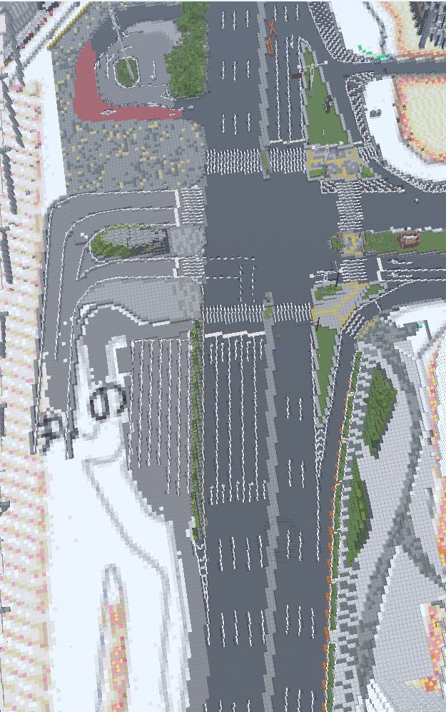 RHstarrysky's tweet photo. 八重洲駅前の道路および施設の復旧工事は現在も進行中です。これは特殊な道路建設工法によるものです。
The restoration of the roads and facilities in front of Yaesu Station is still underway; this is a special road construction method.
. #Minecraft #Minecraftbuilds #再現建築 https://t.co/4jhMz67qvW