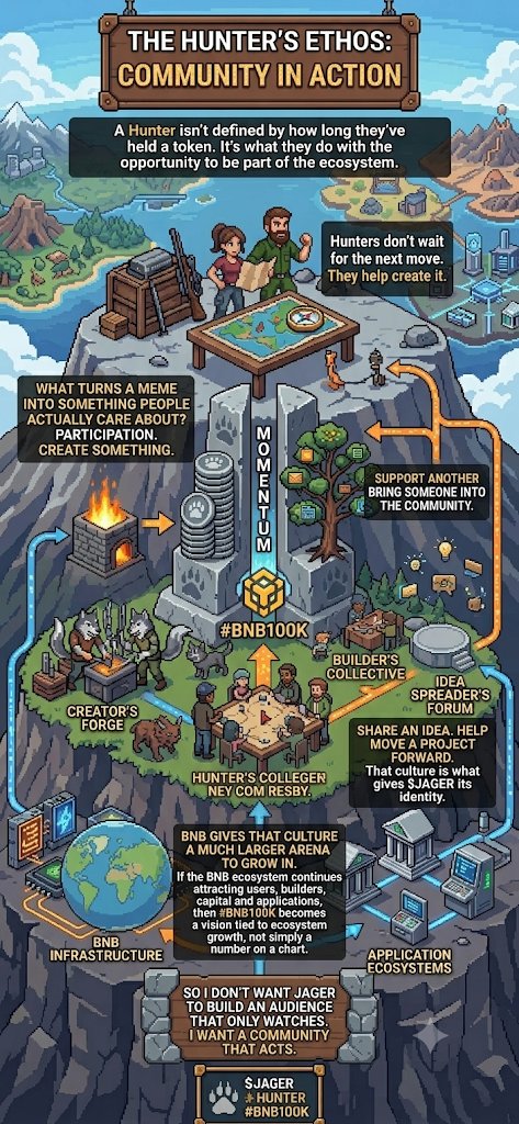 ChroneAxie's tweet photo. If the BNB ecosystem continues attracting users, builders, capital and applications, then #BNB100K becomes a vision tied to ecosystem growth, not simply a number on a chart.
So I don’t want $JAGER to build an audience that only watches. https://t.co/7qqW4iK3xp