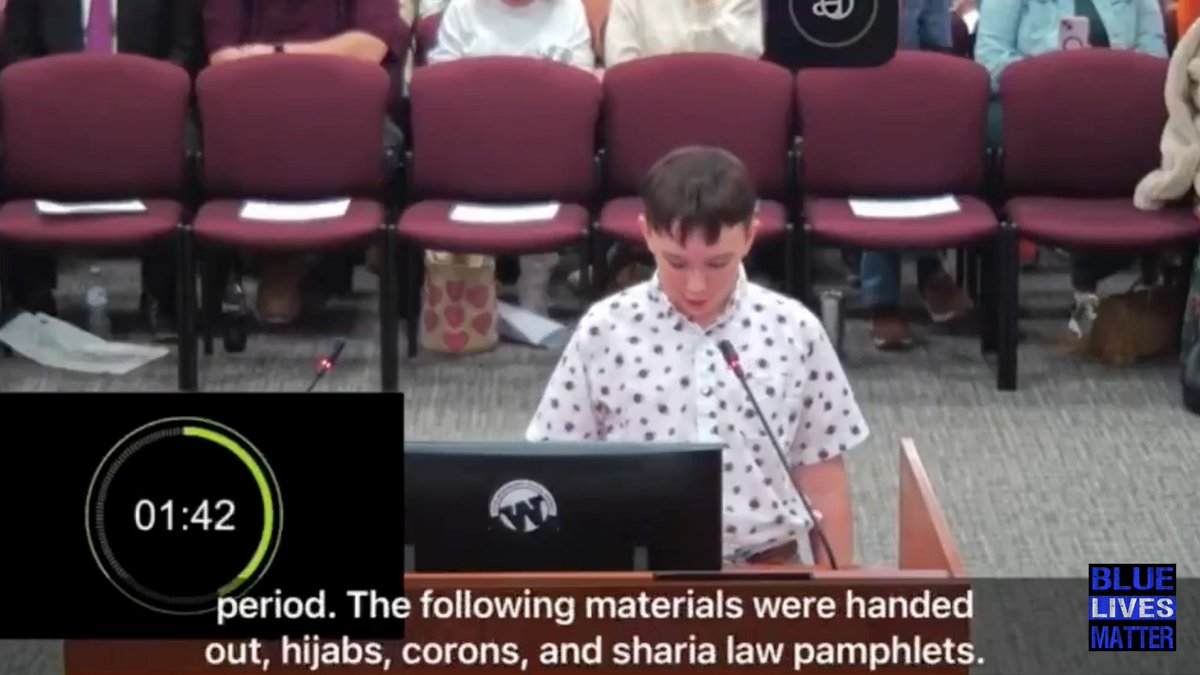 bluelivesmtr's tweet photo. A 12-year-old Texas boy just called out the school for letting Muslims hand out Sharia pamphlets and hijabs on campus!!

At a Wylie Independent School District board meeting, the boy stood at the podium and described exactly what happened at Wylie East High School.

An outside organization was allowed onto campus during lunch to celebrate World Hijab Day. They handed out hijabs to girls, copies of the Quran, and pamphlets promoting Sharia law.

He told the board this crossed the line from education into religious promotion and that public schools must stay neutral.

District officials later admitted the group never followed guest-speaker protocols and that the materials were never reviewed or approved.

The organization behind the table is tied to the Islamic Circle of North America. Parents and students raised alarms about religious recruitment happening in the middle of the school day with zero oversight.

When a child has to explain to adults that allowing one religion to distribute its law and symbols on campus is wrong, the system is already broken.

This was not a cultural fair. It was open proselytizing inside a Texas public school, and a 12-year-old was the only one willing to say it out loud.

#TexasSchools #NoSharia