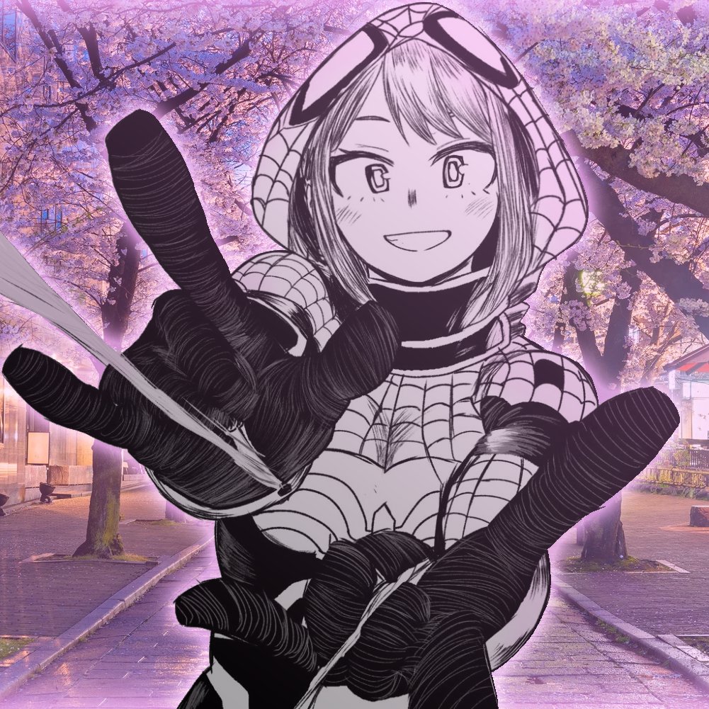 ZeroOchako's tweet photo. Hey everyone, it's me your Friendly Neighborhood Sakura Spider! I know it's been a while for a lot of you but Japan's #4 Hero is here to keep you all safe! https://t.co/VgG84gycJK