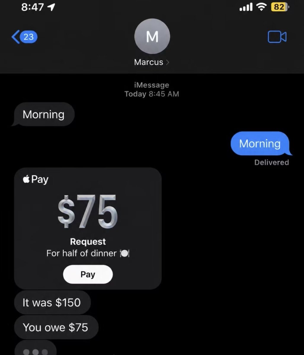 itssthyherinme's tweet photo. We went on ONE date last night and I woke up to a $75 Cash App request for “half of dinner” 😭😭😭Mind you… HE asked ME out. Am I wrong if I just block him??? https://t.co/tzC7PcIuy4