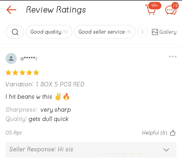 abortelonmusk's tweet photo. I was looking at blades and i checked the reviews and seen this???? 😭😭😭 https://t.co/0qUrEevX20