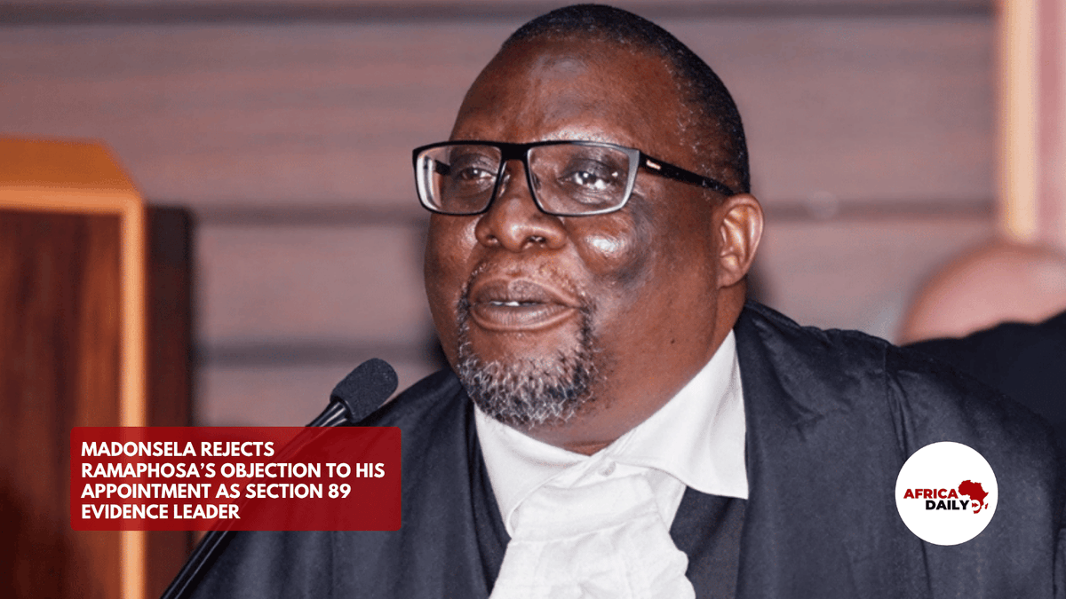 AfricaDailyZA's tweet photo. Advocate Madonsela SC rejects Ramaphosa’s objection to his appointment as Section 89 Chief Evidence Leader, saying there is no conflict of interest.