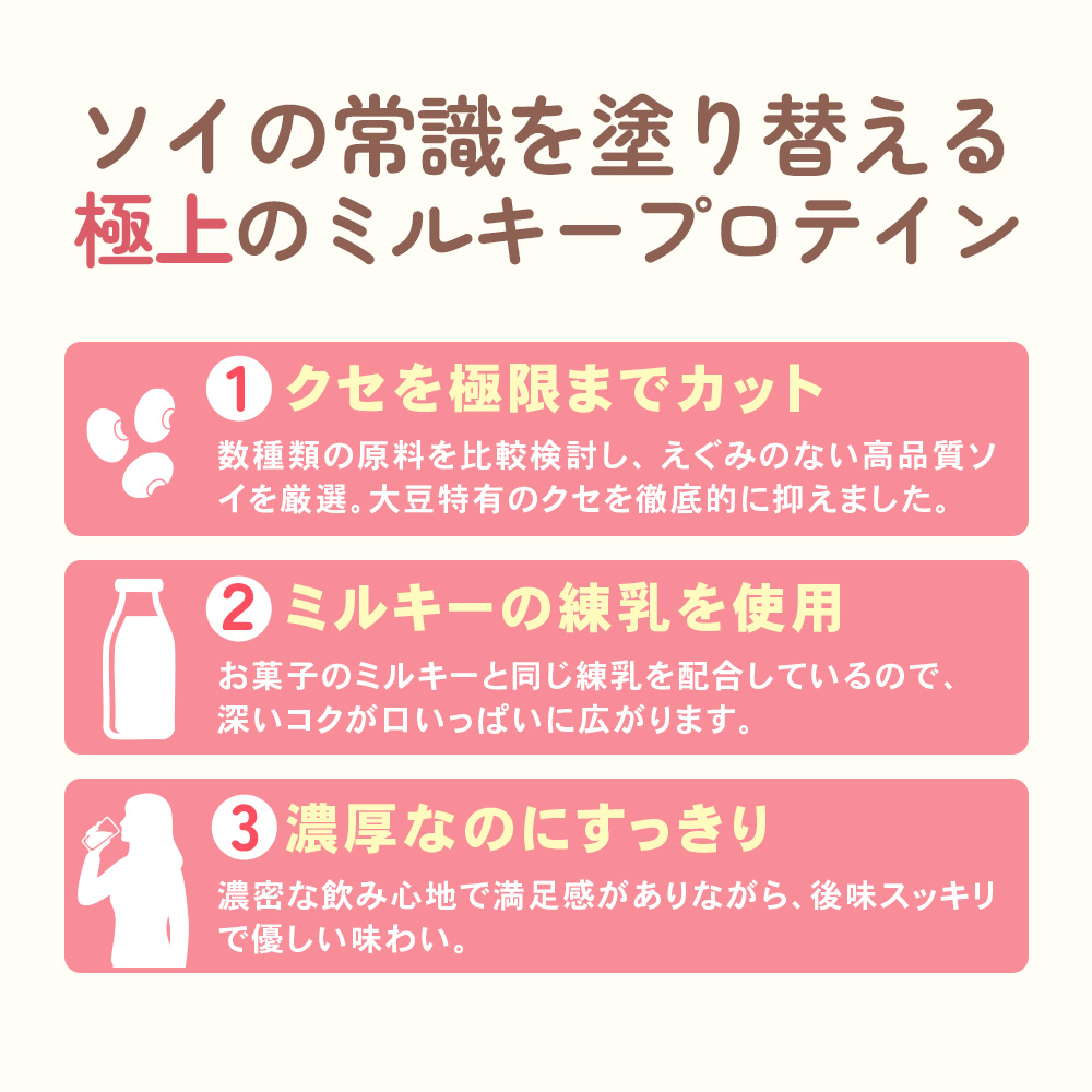 belegend_rs's tweet photo. ＼ソイプロテインをお探しの方へ／
 
ペコちゃんの限定パッケージ🍬
🥛ソイプロテイン ミルキー風味🥛
 
ミルキーと同じ練乳を使用！
あのミルキーのやさしい甘さと
練乳のコクを楽しめる一杯✨
 
ダイエット中のデザートに🤤
1食わずか75.7kcal
 
3,280円（税込）で販売中🛒
