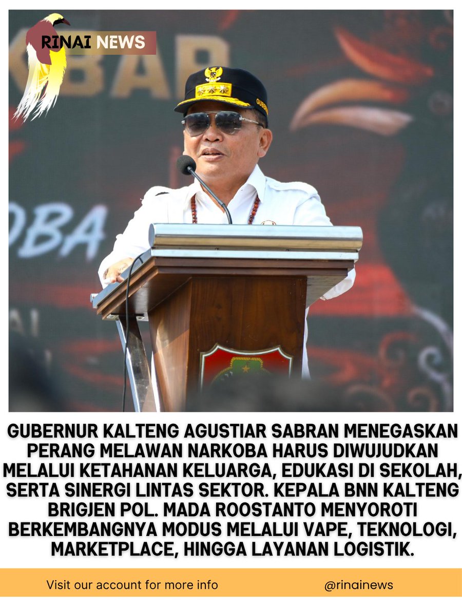 MisykaN's tweet photo. Kalteng deklarasikan perang melawan narkoba. Pemprov, BNN, Forkopimda, GDAN, dan masyarakat bersatu memperkuat pencegahan serta memutus jaringan narkoba hingga ke akar. 🚨 #LawanNarkoba #Kalteng https://t.co/20Ct9vq1xv