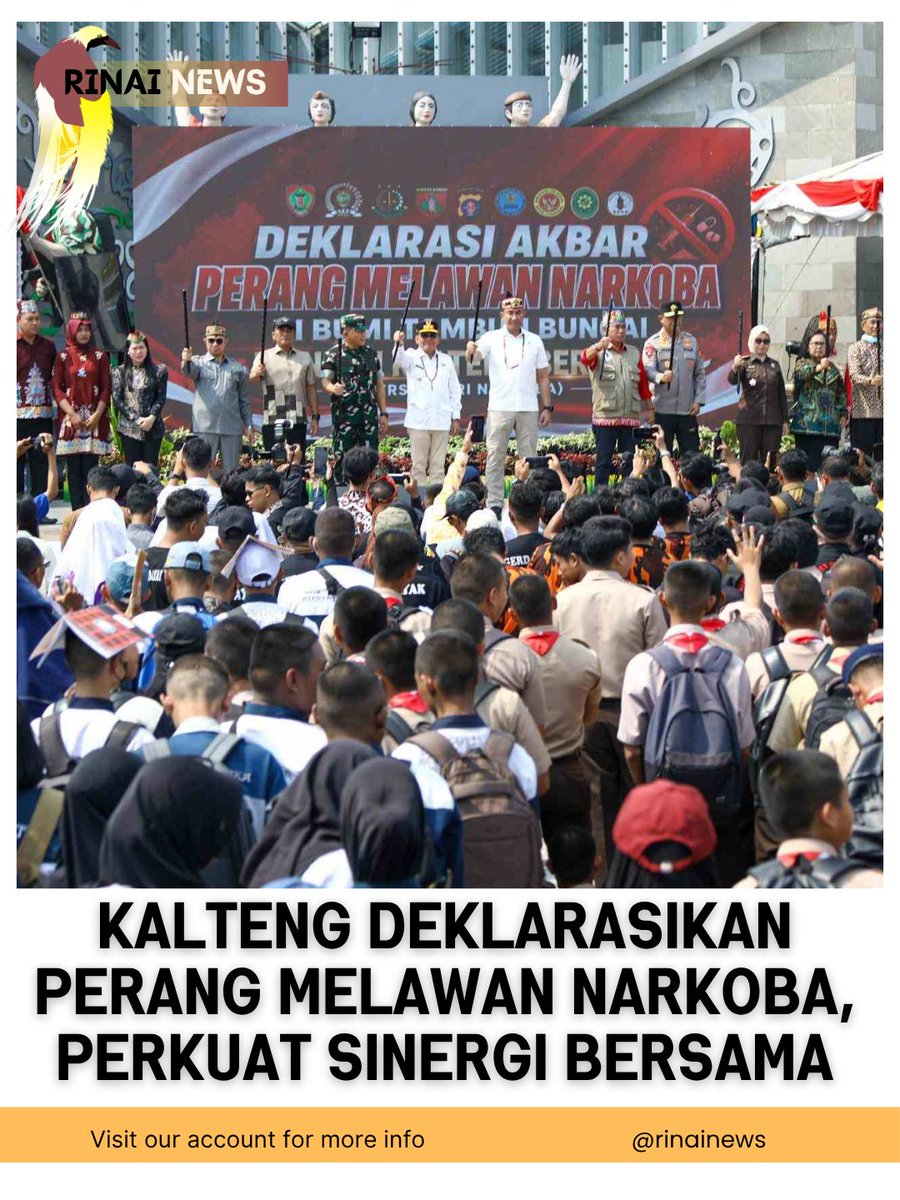 MisykaN's tweet photo. Kalteng deklarasikan perang melawan narkoba. Pemprov, BNN, Forkopimda, GDAN, dan masyarakat bersatu memperkuat pencegahan serta memutus jaringan narkoba hingga ke akar. 🚨 #LawanNarkoba #Kalteng https://t.co/20Ct9vq1xv