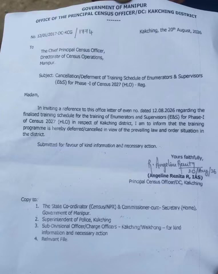 PukningWarol's tweet photo. Instead of a single notification for the whole state, individual DCs are issuing halting of training for census in Manipur. 

Areas where filled with illegal Kuki immigrants are still continuing the process.

Why is @YKhemchandSingh not taking measures for the people of the state?