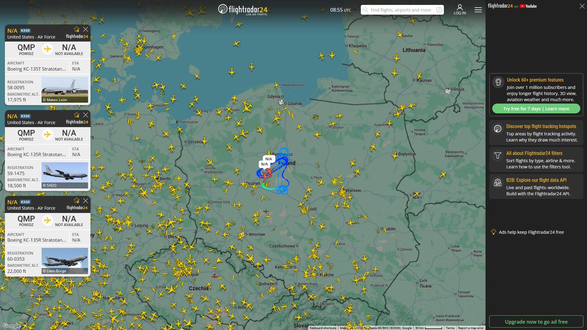 AIYeyENGDdJkjTr's tweet photo. Aug. 20, 2026
#Souda Bay NAS ==> #Poland
#SHOCK55 #AE1436 USAF EA-37B Compass Call II
#33rd Air Base, Poland
#NoCALLSIGN #AE04FD USAF KC-135T Stratotanker
#NoCALLSIGN #AE04C4 USAF KC-135R Stratotanker
#NoCALLSIGN #AE062B USAF KC-135R Stratotanker
#Bezmer Air Base, Bulgaria ==> #Poland
#NoCALLSIGN #AE0669 USAF KC-135R Stratotanker