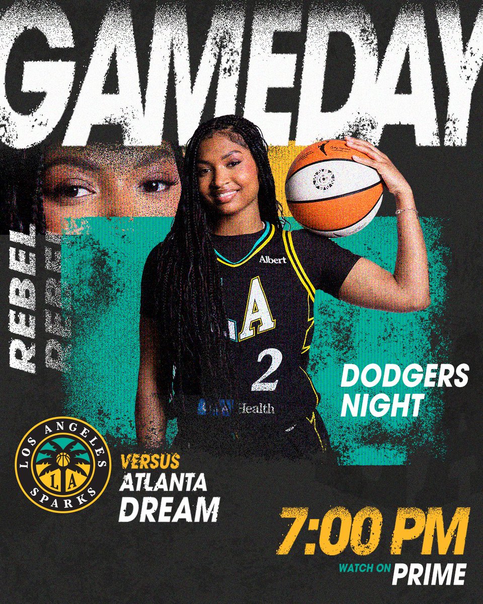 LASparks's tweet photo. It's time for Sparks basketball as we celebrate @Dodgers Night! 

🆚 Atlanta Dream
⏰ 7 PM PT 
📺 @SportsonPrime 
🎟️ https://t.co/7WNBjLEtdJ https://t.co/2ptZ6tkfKf