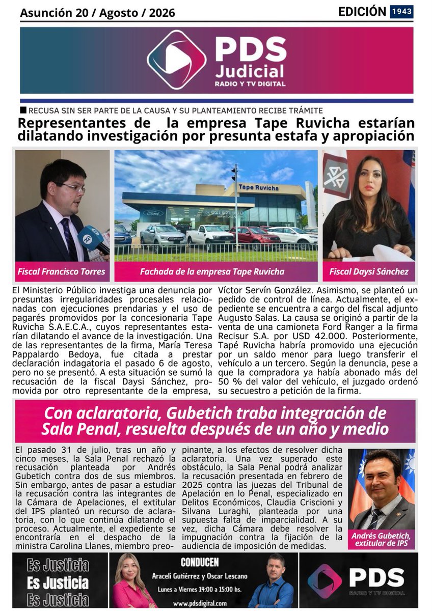 pds_radio's tweet photo. 💪🏻¡Buen día!

A continuación la #PortadaDigitalPDS📰

Leé las noticias judiciales en: 🔗https://t.co/NEWdEktGzz

#PDSDigital https://t.co/BLEPDBWwGn