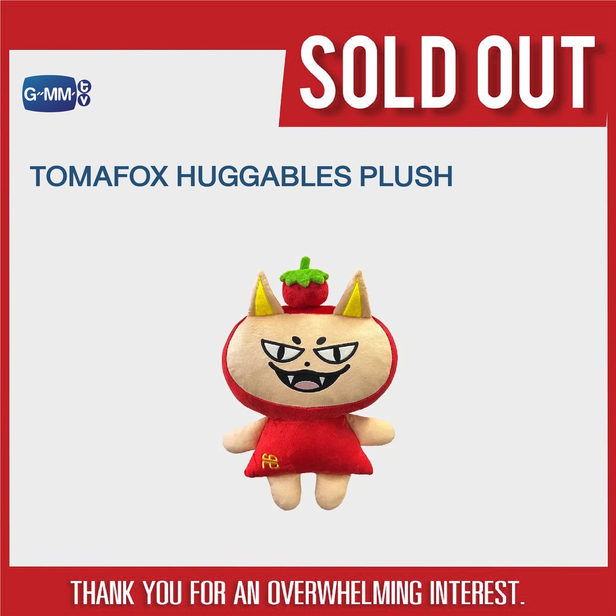 GmmtvShop's tweet photo. SOLD OUT! 🎉

🙏🏻 Thank you for an overwhelming interest in TOMAFOX HUGGABLES PLUSH.

#TOMAFOX
#GMMTV https://t.co/qGEgDlw4ty