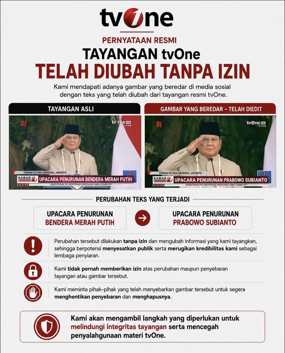 tvindonesiawkwk's tweet photo. Pernyataan resmi dari tvOne https://t.co/TuyeryD3N4
