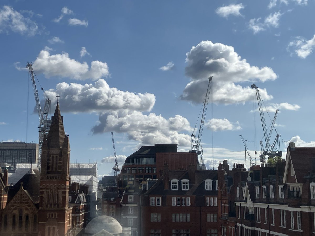 HansThomasIII's tweet photo. Staying in a posh 18th C London neighborhood, and there are cranes everywhere. #YIMBY https://t.co/kkLjQjwYuF