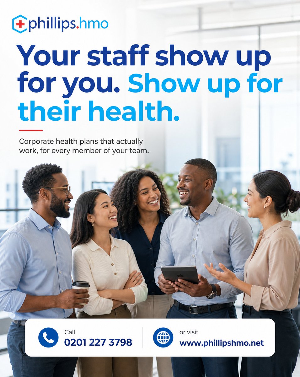 PhillipsHmo1's tweet photo. Your staff shows up for you every day. Show up for their health too. Get corporate health plans that actually work for every member of your team with zero stress.

Call: 0201 227 3798
Visit: https://t.co/PtBPJp50Yq

#PhillipsHMO #CorporateWellness #HealthInsurance #LagosBusiness https://t.co/dYn4p37icu