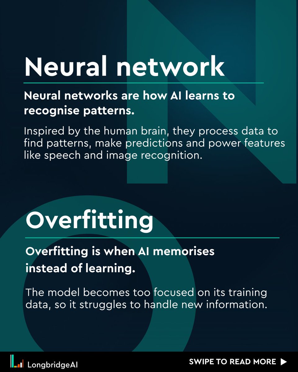 LongbridgeAI's tweet photo. AI is moving fast, but learning the basics doesn't have to be overwhelming.

Welcome to AI Terminologies 101 | Part 3/4, where we simplify the AI terms you'll hear most often so you can navigate conversations with confidence.

Follow along as we unpack one term at a time.

#LongbridgeAI #AITerminologies #AI #AIinvesting #investingwithAI
--------
AI-enabled tools, features, analytics, workflow assistance, or data integration functionalities are provided and operated by Longport Technology Pte. Ltd., and not by Long Bridge Securities Pte. Ltd.. The information provided herein is intended for general informational purposes only and does not constitute investment advice, recommendation, or an offer to buy or sell any investment product or service. Please seek independent financial advice if you are unsure about any investment decision.

This advertisement has not been reviewed by the Monetary Authority of Singapore.
