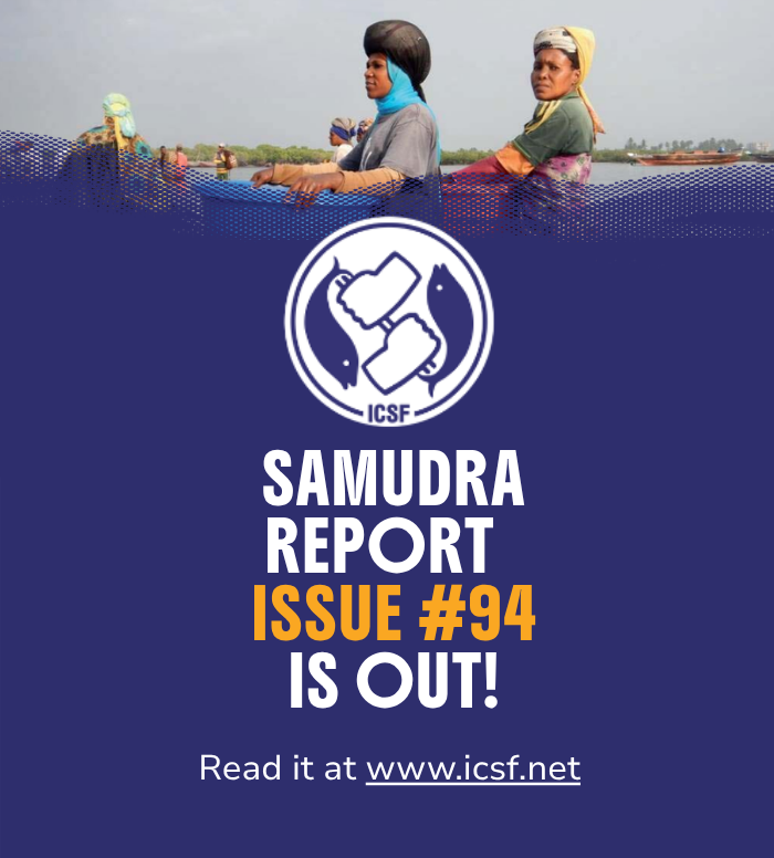ICSF1's tweet photo. 📢 𝗦𝗔𝗠𝗨𝗗𝗥𝗔 𝗥𝗲𝗽𝗼𝗿𝘁 𝗡𝗼. 𝟵𝟰 (𝗝𝘂𝗹𝘆 𝟮𝟬𝟮𝟲) 𝗶𝘀 𝗻𝗼𝘄 𝗮𝘃𝗮𝗶𝗹𝗮𝗯𝗹𝗲!

The latest issue of the SAMUDRA Report, ICSF’s biannual journal on fisheries, livelihoods and communities, has been published. Issue No. 94 brings together ground-level experiences and perspectives on some of the key national and international processes shaping small-scale fisheries.

This is also a significant issue for ICSF in the lead-up to its 𝟰𝟬𝘁𝗵 𝗮𝗻𝗻𝗶𝘃𝗲𝗿𝘀𝗮𝗿𝘆 in November. 

📌 𝗪𝗵𝗮𝘁'𝘀 𝗜𝗻𝘀𝗶𝗱𝗲?:

🎣 𝗡𝗮𝘁𝗶𝗼𝗻𝗮𝗹 𝗲𝘅𝗽𝗲𝗿𝗶𝗲𝗻𝗰𝗲𝘀 from India, Indonesia, Bangladesh, The Philippines and Sri Lanka explore collective action and financial inclusion, disaster and livelihood vulnerabilities, fishing bans and welfare systems, IUU fishing policy, and environmental degradation.

🌍 𝗚𝗹𝗼𝗯𝗮𝗹 𝗽𝗿𝗼𝗰𝗲𝘀𝘀𝗲𝘀 covered include the 3rd Nyéléni Global Forum, COP30, ICARRD+20, COFI:FM and the TBTI 5th WSSF Congress, alongside reflections on the Convention on Biological Diversity, International Platform for Ocean Sustainability, among others.

📖 The issue also highlights efforts to advance implementation of the 𝗦𝗦𝗙 𝗚𝘂𝗶𝗱𝗲𝗹𝗶𝗻𝗲𝘀, including capacity-building initiatives in Ghana, Costa Rica and The Philippines. 

👀𝗟𝗼𝗼𝗸𝗶𝗻𝗴 𝗮𝗵𝗲𝗮𝗱, the report highlights the 3rd Small-Scale Fisheries Summit and the 37th Session of COFI, taking place in Rome next month. 

📘 𝗥𝗲𝗮𝗱 𝗦𝗔𝗠𝗨𝗗𝗥𝗔 𝗥𝗲𝗽𝗼𝗿𝘁 𝗡𝗼. 𝟵𝟰 𝗮𝘁: https://t.co/370l6AjQnn

#icsf #smallscalefisheries #fishworkers #fisheriesgovernance #ssfguidelines #foodsovereignty #fishingcommunities