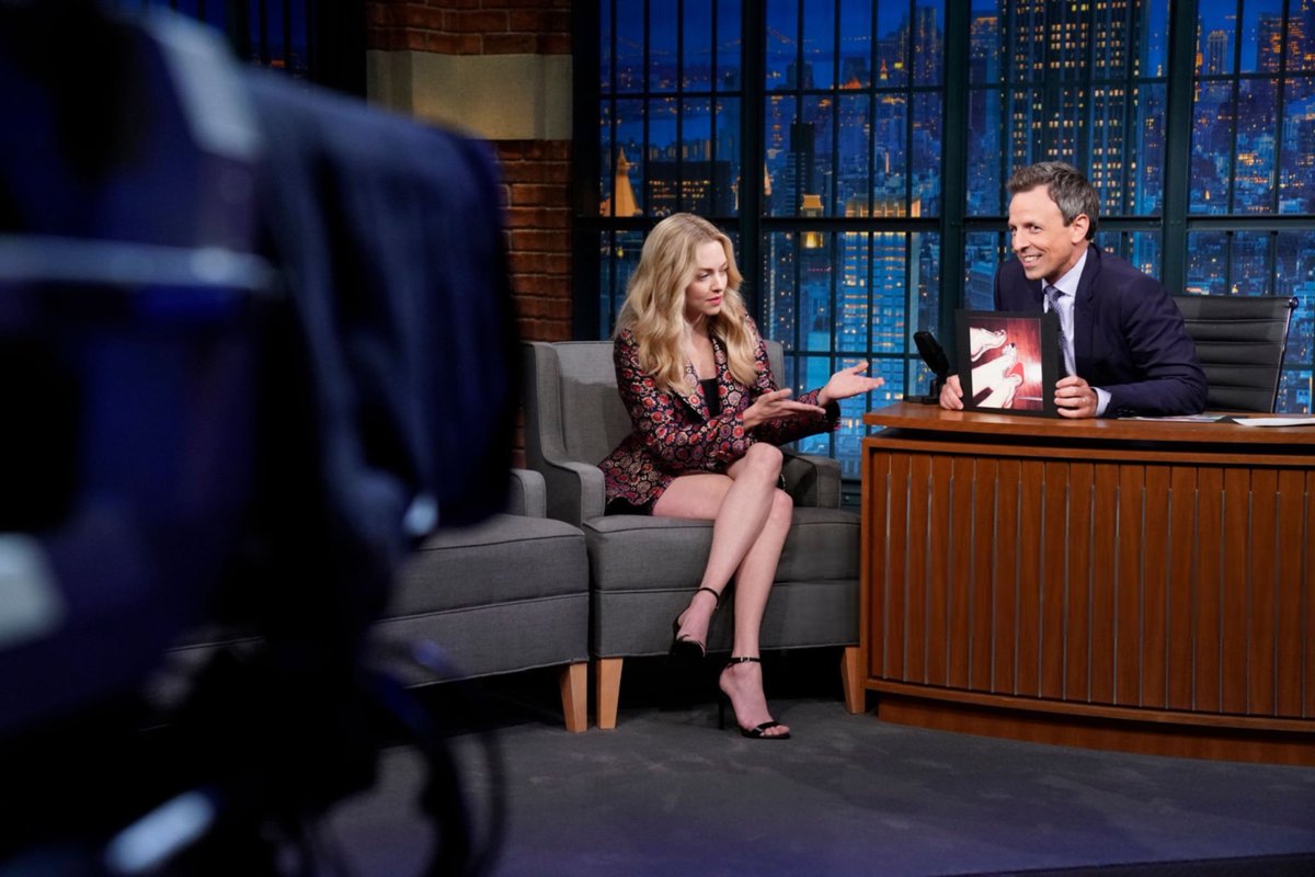 PaigeWinterson's tweet photo. You can’t go wrong with a statement blazer-shorts set by @YSL. Thank you, @LateNightSeth, for letting me gush about this ensemble dream cast in #DancingQueenMLML, which is now is a franchise! I can’t believe it! Singing, dancing and exploring this new story has been sublime. https://t.co/CZw0Vmk132