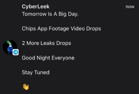EstradaNews1's tweet photo. 🚨 CYBERLEEK: “Tomorrow is a big day.”

Cyberleek says the Chips footage is expected to drop tomorrow, along with two more GTA 6 leaks. 👀

Looks like we might have another busy day ahead for the GTA 6 community. 🔥

#GTA6 #GTAVI #Cyberleek https://t.co/0V75vMszLq