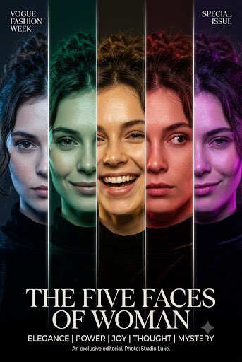 Multi-Expression Sliced Fashion Poster