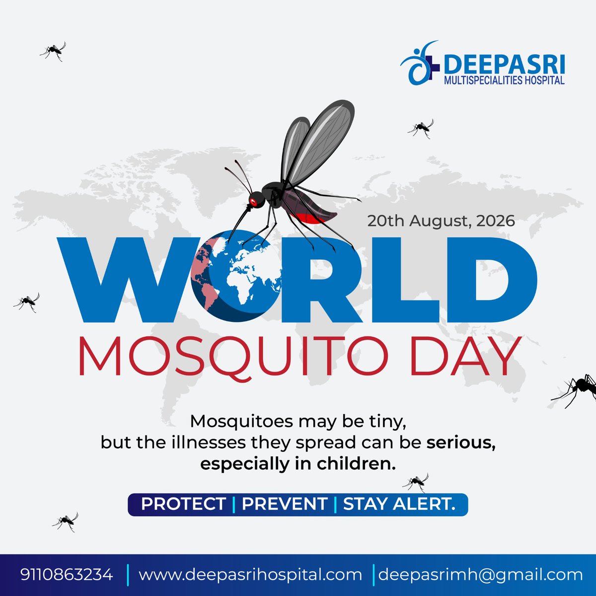 deeepasri's tweet photo. Small bite, big risk! Mosquito-borne diseases can affect anyone, especially children. This World Mosquito Day, take simple preventive steps to keep your family safe and healthy.

#WorldMosquitoDay #deepasrimultispecialitieshospital #kothnurdinne #JPNagar #bangalore https://t.co/MADos1WspI