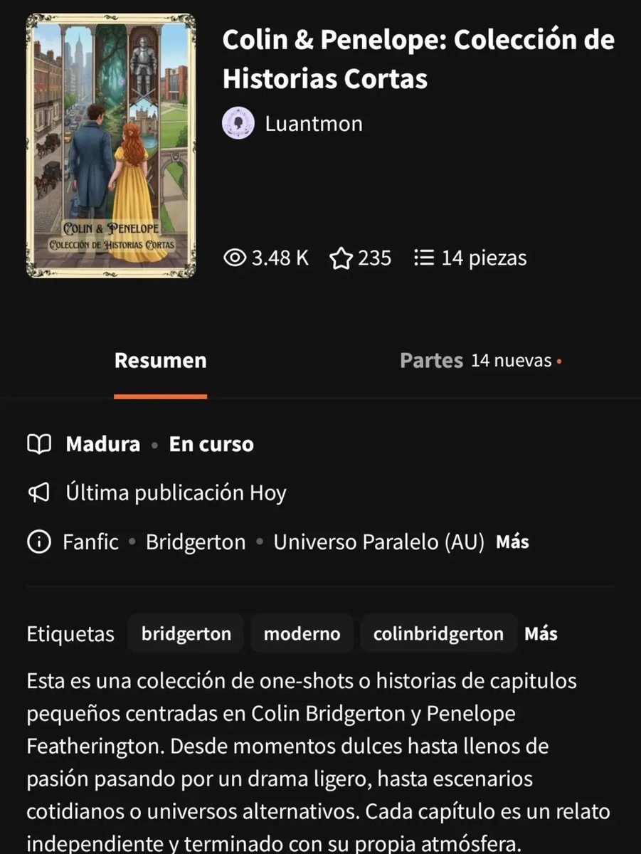 Lu_antmon's tweet photo. 🦋La pecosa insoportable🐝

Este es fanfic de 2 capitulos, del libro "Colin &amp; Penelope: Colección de Historias Cortas" en Wattpad y Ao3 📚 

https://t.co/fkDCh07UM0

#polin #fanfic #colinbridgerton #penelopefeatherington #bridgerton 

https://t.co/YpW31RgqTC https://t.co/dW7roxF5vJ