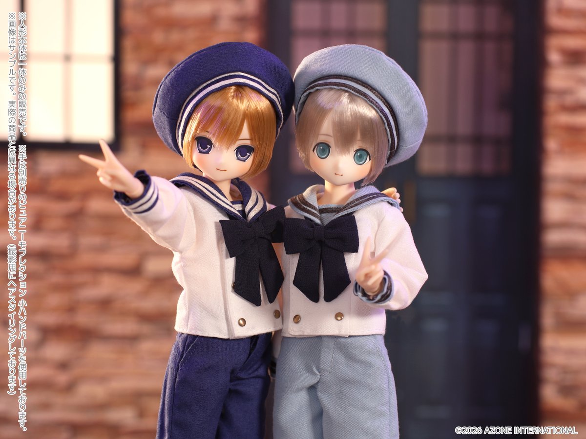kikakubu_azone's tweet photo. 【えっくす☆きゅーと】
『あおと・ゆうた/Sweet Memory 十六夜のギムナジウム』
🌙今夜9月1日(火)よりご予約受付開始🌙

お揃いの服で、お揃いのピース✌
仲良しコンビがギムナジウムセーラー制服で登場です♪

アゾネット：https://t.co/KAp7KmpAbv
楽天市場：https://t.co/zgscAALSUR

※アゾンダイレクトストア限定販売となります。
店頭でのご予約の際は各店Xアカウント・ブログをご一読ください。

#azone #アゾン #EXCUTE20th