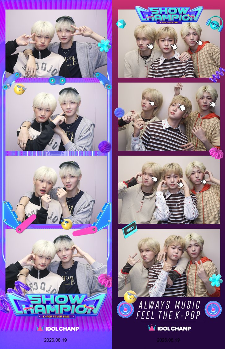 idolchamp1's tweet photo. [#쇼챔네컷]

쇼챔피언×아이돌챔프 포토부스
Splayit 등장 ( ˃᷄˶˶̫˶˂᷅ ) 💗

📸 #윤찬 #경욱
📸 #은빈 #에이든 #은찬

에스플릿의 Hot한 비주얼
지금 공개합니다 ♫•*¨*•.¸¸♪ https://t.co/cLN5Hl7byk