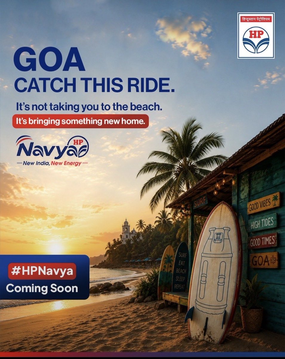 HPCLLPGWZ's tweet photo. Goa, it’s time to catch a different kind of wave! Beyond the beaches, sunny skies, and good vibes, something special is making its way straight into your kitchen.

A modern energy upgrade is coming home to bring more efficiency, safety, and smart convenience to your everyday life. So get ready, because you’ll definitely want to ride along with this one! 

#HPNavya #ComingSoon #GoaVibes #Susegad #GoaHomes #HPCL #HindustanPetroleum #NewIndiaNewEnergy #SmartKitchen