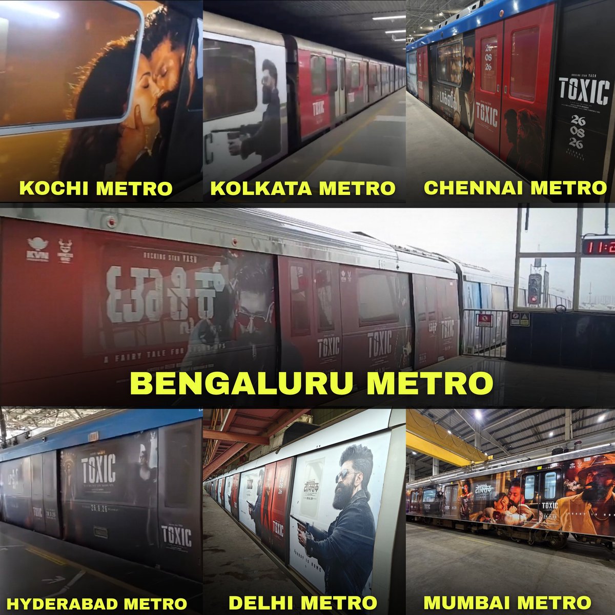 NameIsShreyash's tweet photo. A historic first for Indian Cinema
A movie posters is being displayed across metro trains in major cities nationwide 🔥

#ToxicTheMovie
@TheNameIsYash #Yash https://t.co/7cwhAY9j1v